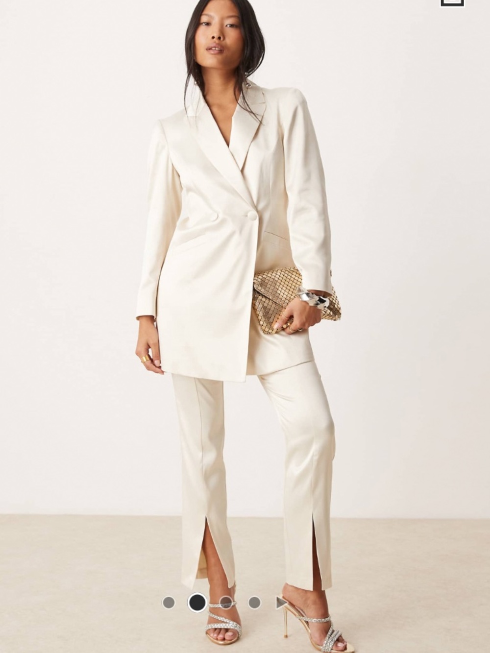 Miss Selfridge Petite satin blazer in champagne